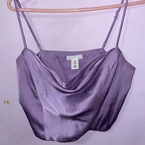 Purple satin corset top
